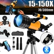 Duomishu Telescopes for Kids Beginners 70/300mm Astronomical Telescope Refractor Telescope  Tripod  Finder Smartphone Adapter  Wireless Remote Control