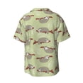 thumbnail image 5 of Uemuo Twig Sloth Pattern Cotton Linen Short Sleeve Shirts,Casual Lightweight Button Down Shirts,Vacation Beach Summer Tops-Medium, 5 of 7