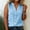 Light Blue, variant on Women's Plus Size Linen V Neck Sleeveless Button Down Casual Blouse