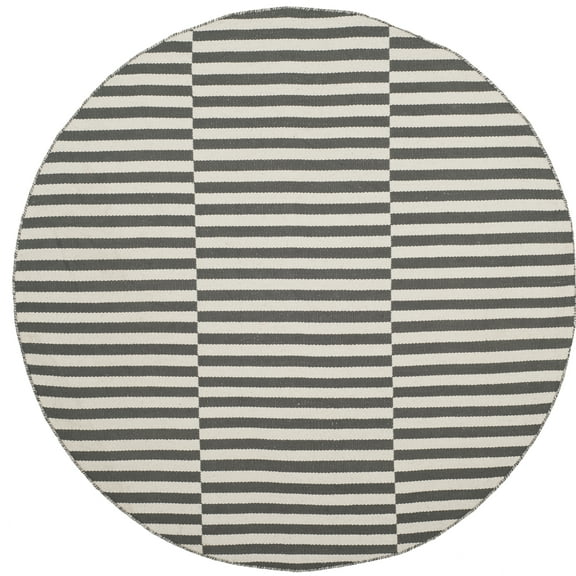 SAFAVIEH Montauk Raeyln Geometric Cotton Area Rug, Ivory/Grey, 8' x 8' Round