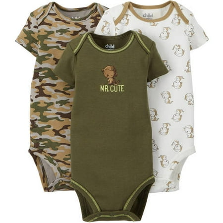 Child Of Mine Newborn Baby Boy Bodysuit, 3 Pack