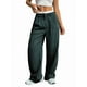 thumbnail image 1 of Pantalones Anchos y Holgados para Mujer, Estilo Palazzo Harén, Informales, A Rayas, con Cintura Elástica y Bolsillos Verde Oscuro L, 1 of 7