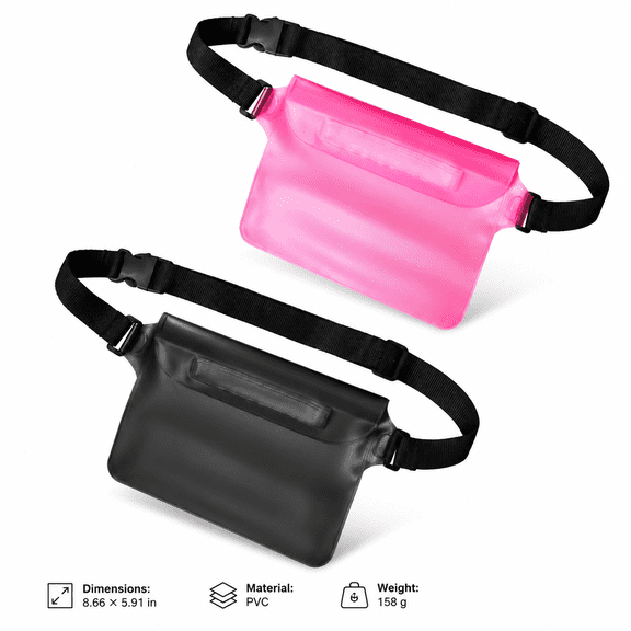 2-Pack water-resistant Phone Pouch Waist Bag, Triple Seal IPX8 Dry Bag for Swimming Boating, Fits 7in Phone
