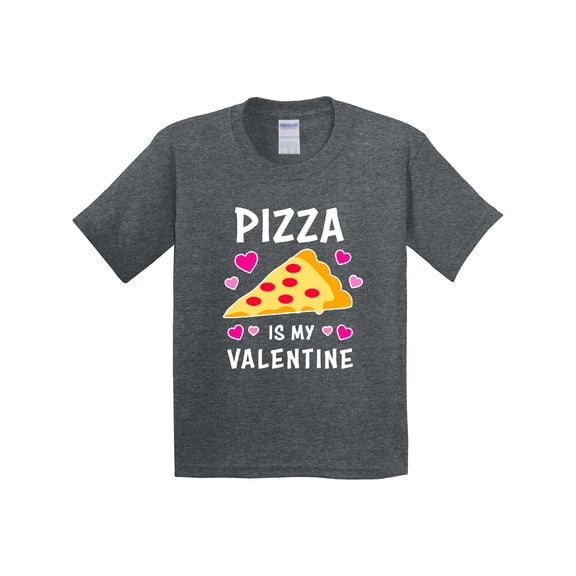 Inktastic Pizza is My Valentine with Hearts Youth T-Shirt