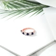 thumbnail image 4 of Gem Stone King 18K Rose Gold Plated Silver Round Blue Sapphire Sky Blue Aquamarine Anniversary Ring for Women (1.39 Cttw, Gemstone Birthstone, Size 9) (Size 9), 4 of 4