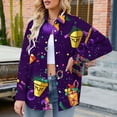 thumbnail image 5 of LEKWK Mardi Gras Shirts for Women Fun Party Food Graphic Print Dress Blouses Long Sleeve Button Down Casual Daily Outfits, 5 of 8