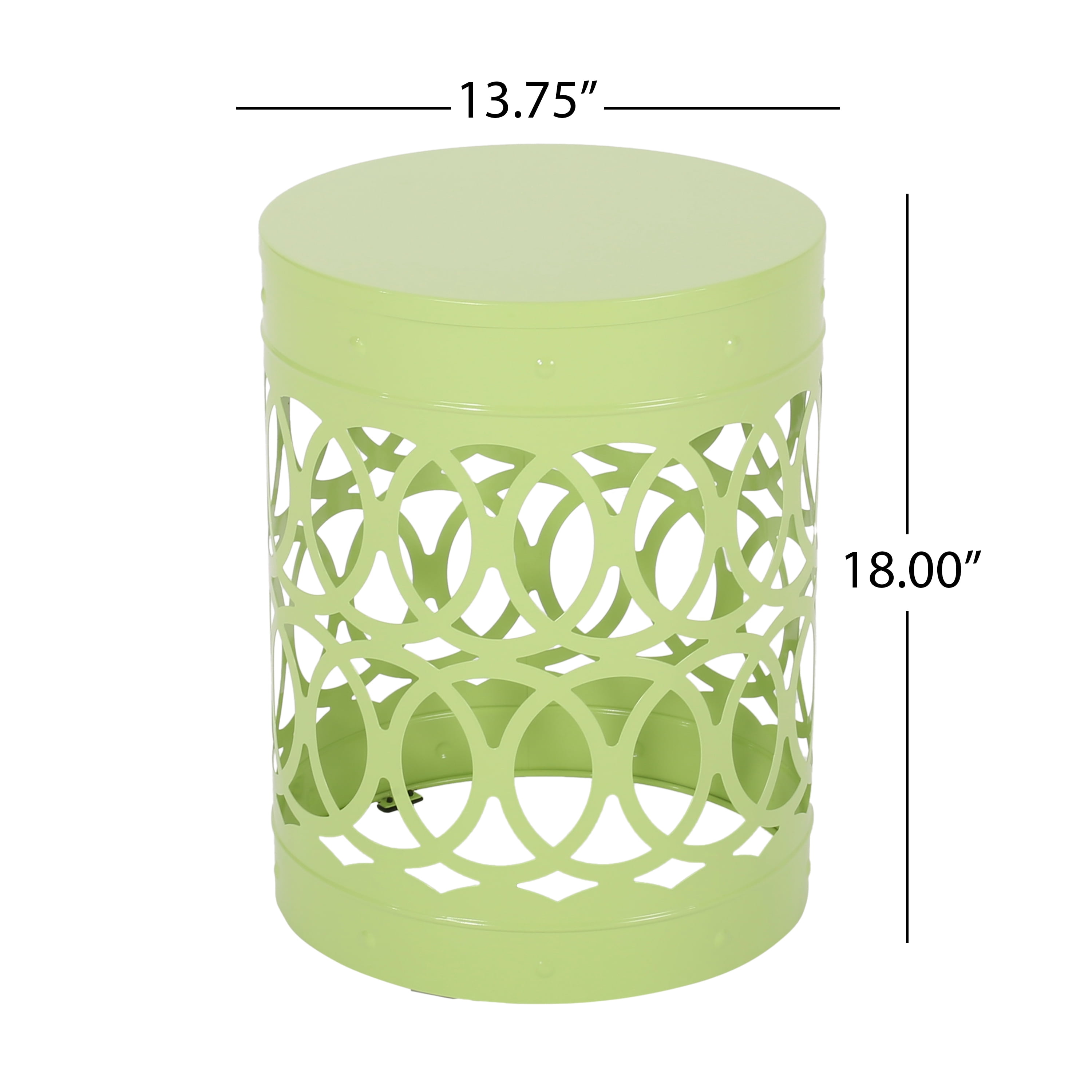 Leumius Outdoor Metal End Table All-Metal End Table Modern Accent Table for Patio/Outdoor,13.75" x 13.75" x 18",Green