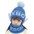 thumbnail image 3 of Dyfzdhu Winter Knitted Fleece Hood Scarf Coif Kid Knit Hat Warm Hats Blue, 3 of 9