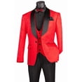 thumbnail image 3 of Men's Vinci Suits Slim Fit Vested Paisley Wedding Tuxedo Red Size 48 Regular, 3 of 3