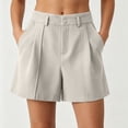 thumbnail image 2 of Hurxie Bermuda Shorts for Women Summer Dressy Casual Elastic High Waisted Wide Leg Knee Length Shorts with Pockets Beige,S, 2 of 5