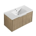 thumbnail image 3 of 36 inch Bathroom Vanity with Sink, Wall Mounted Floating Bathroom Vanity with Open Storage Cabinet, Built-in Soft Closing Doors, Floating Bathroom Vanity with Sink for Small Space, Bathroom, Oak, 3 of 9