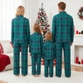 thumbnail image 4 of AIGUR Family Matching Christmas Pajamas Set, Green Blue Plaid Long Sleeve Button‑Up Shirt  Pants Soft Sleepwear for Holiday, 4 of 10