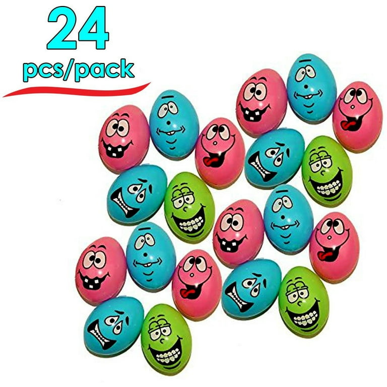 24 Easter Eggs With Funny Faces Perfect For A Super Egg Hunt 24 Pieces per  Pack Dazzling Toys