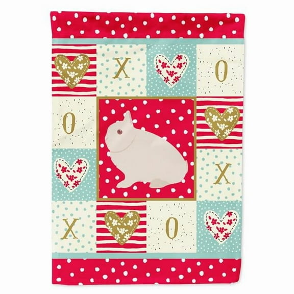 Caroline's Treasures CK5391GF Hermelin Rabbit Love Flag Garden Size, Small, multicolor