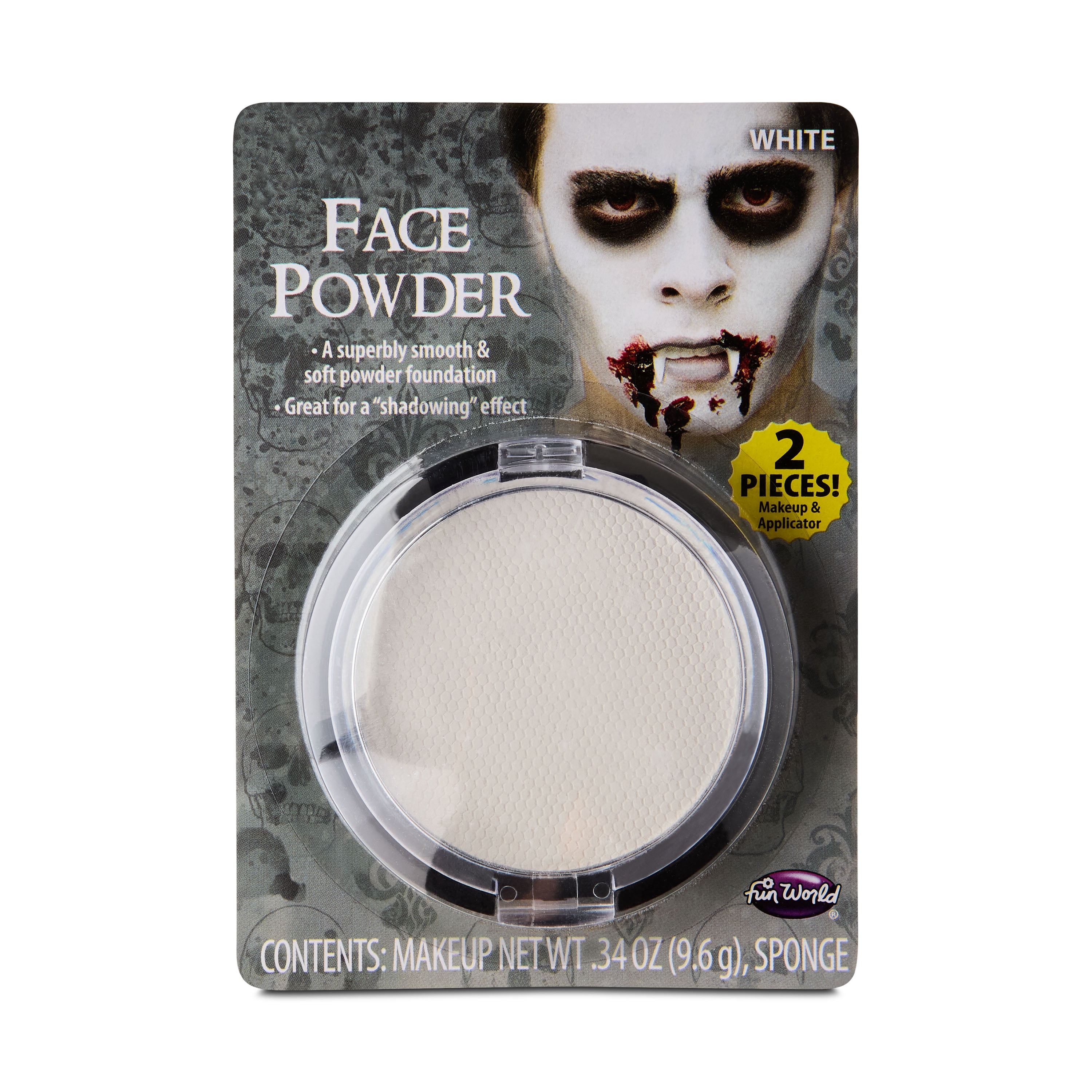 Halloween Face Pressed Powder,White, .34oz, Halloween Make-Up for Adults, by Fun World