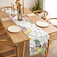 thumbnail image 3 of Green Easter Table Runner - 108 Inch Long, Kitchen Dining Table Runner Dresser Scarves, Eggs Gnomes Bunny Elegant Farmhouse Farmhouse Decor for Coffee Tables Wedding Party Banquet, 3 of 8