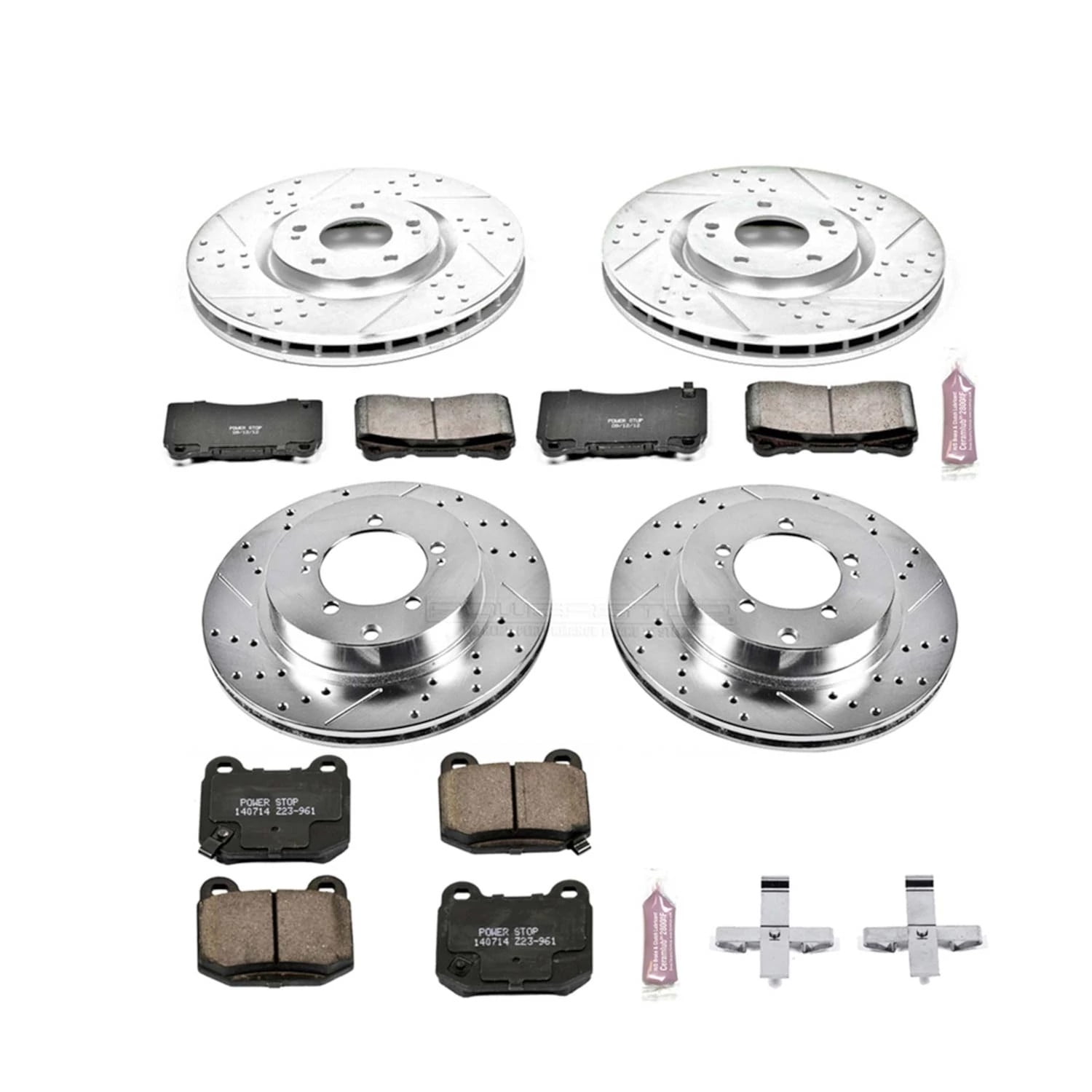 Power Stop Front and Rear Brake Kit with Drilled & Slotted Rotors and Ceramic Brake Pads K108