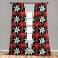 thumbnail image 5 of Ambesonne Floral Curtains, Garden Plants Botanic Art, Pair of 28"x95", Vermilion White Black, 5 of 5
