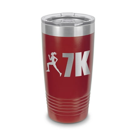 

Womens 7K Tumbler 20 oz - Laser Engraved w/ Clear Lid - Stainless Steel - Vacuum Insulated - Double Walled - Travel Mug - running runner woman girl - Maroon