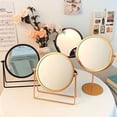 thumbnail image 3 of Vintage Nordic Style Aluminum Surface Makeup Mirror with Sturdy Metal Frame - Rotatable, Portable Tabletop Vanity Mirror for Dorm, Home, Students & Girls - Perfect Gift for Daily Beauty Routine, 3 of 6