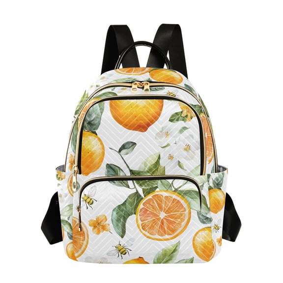 FORMRS Mini Backpack Purse for Women Travel Daypack Casual Shoulder Bag, Orange Watercolor Bees
