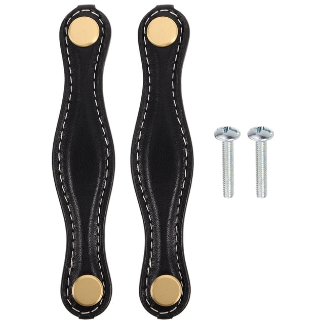 OULII 2Ud De Cuero PU Para Muebles Y Cajones Color Negro Con Estilo Retro Y Montaje Simple