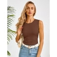 thumbnail image 6 of DEMOTIME Womens Tank Tops Summer Sleeveless Slim Knit Ribbed Racerback Brown Medium, 6 of 8