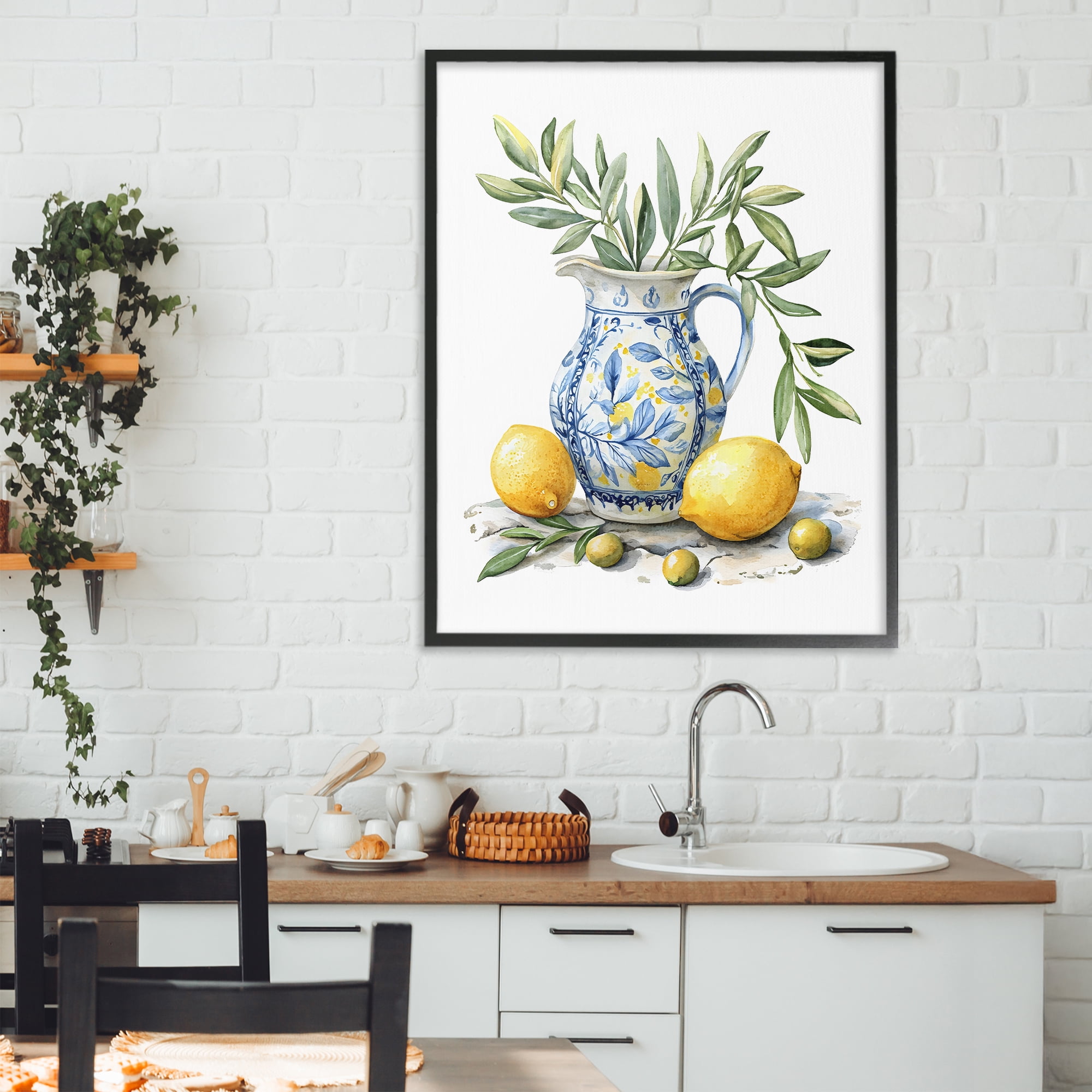 Stupell Industries Lemon & Olive Branch Still Life Black Framed Giclee Art, design by LSR Design Studio