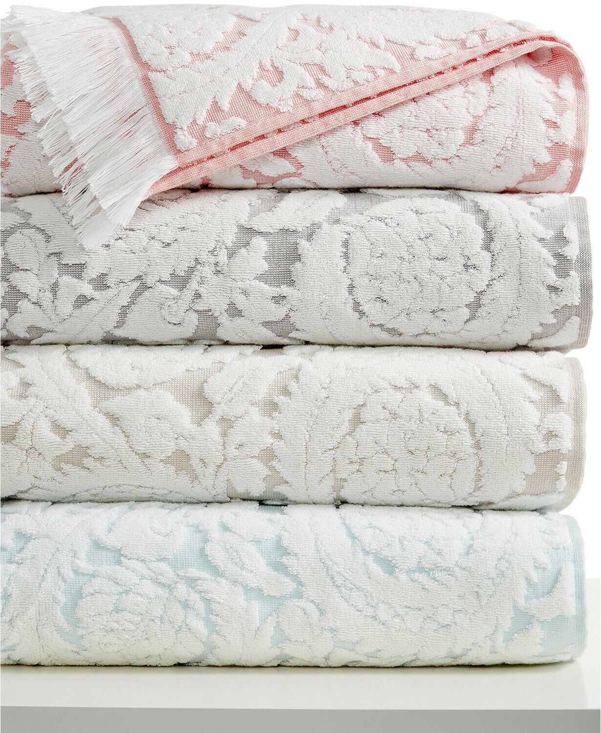 Kassatex Daniela Floral Damask 100 Cotton Fringed Portuguese