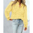 thumbnail image 4 of Blusa de Mujer PRETTYGARDEN Cuello en V Manga Abullonada Amarilla XXL, 4 of 6