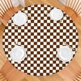 thumbnail image 2 of Brown and White Checkerboard Pattern Round Fitted Tablecloth with Elastic Edge,Dining Table Cover Waterproof,Outdoor Round Tablecloth for Camping,Dining,Indoor and Outdoor, 2 of 7