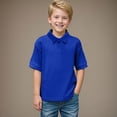 thumbnail image 2 of CAUYDY Boys Polo Shirts Kids School Uniform Shirts Short Sleeve Girls Collared Shirts(L101-Blue,3-4 Y), 2 of 7