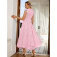 thumbnail image 2 of Elegant Pink Vintage Lace A-Line Midi Dress For Party Wedding Birthday Graduation, 2 of 6