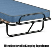 Costway Portable Folding Bed with Memory Foam Mattress Rollaway Cot Navy Made in Italy