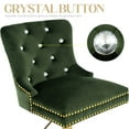 thumbnail image 4 of Adjustable Velvet Bar Stools with Back, Fashionable Swivel Counter Height Bar Chairs with Thick Cushion, Crystal Button Tufting and Gold Nailhead Trim for Kitchen, Dining, Pub, or Café (Olive Green), 4 of 7