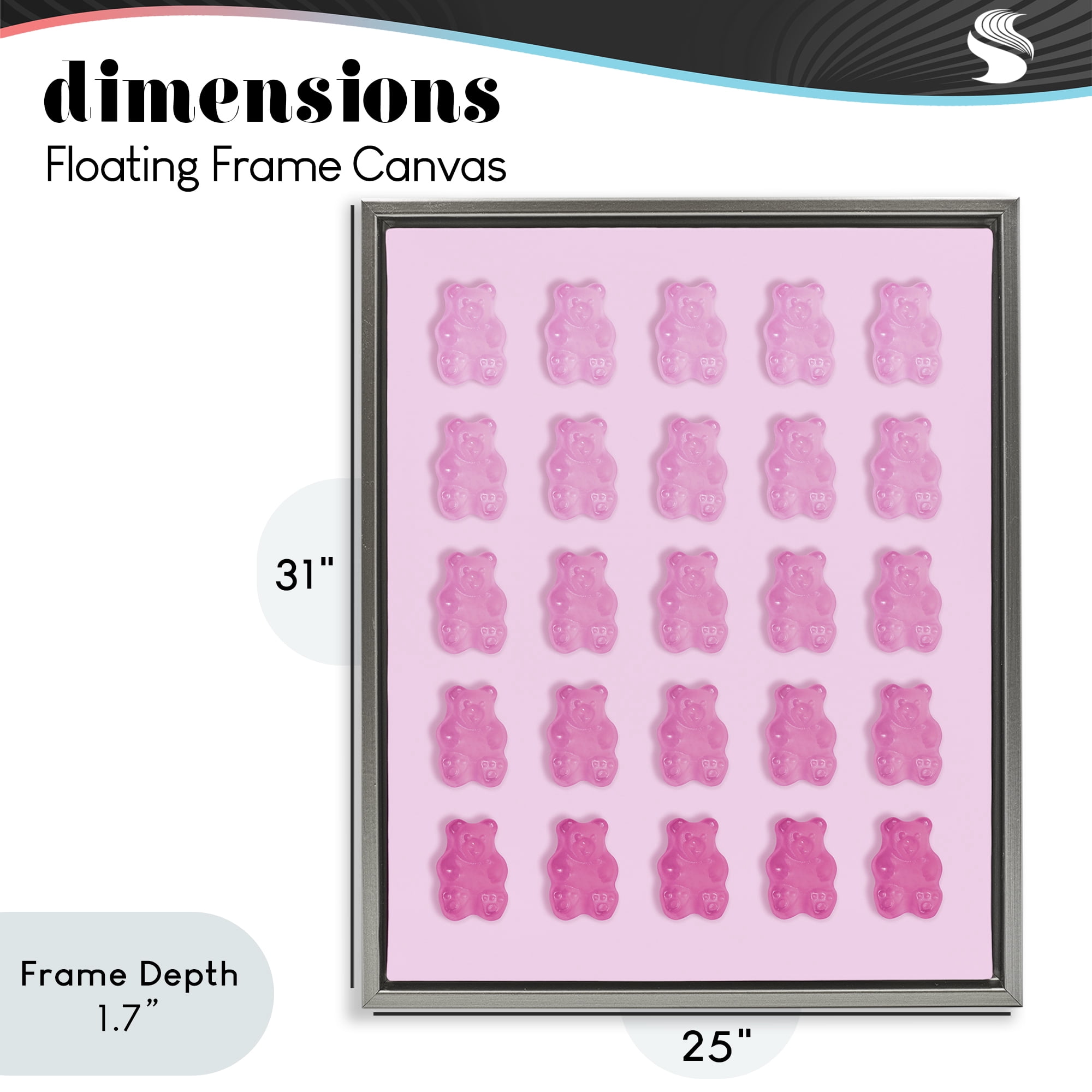 Stupell Industries Gradient Pastel Pink Bears Gray Framed Floater Canvas Wall Art, design by LISH Creative