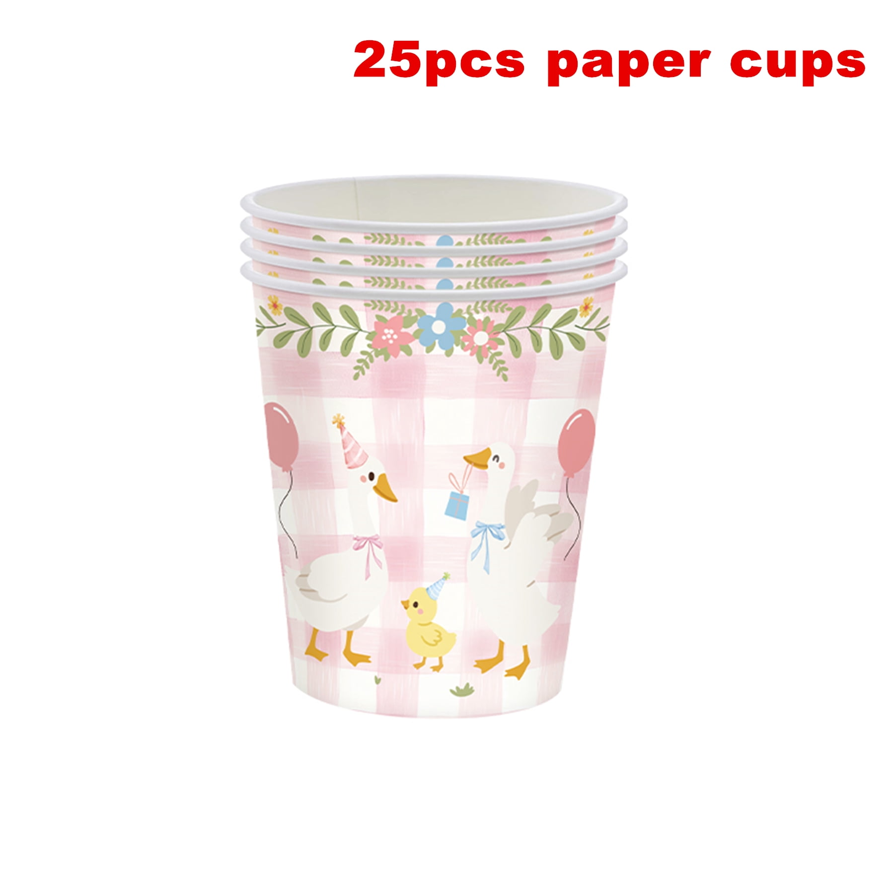 175Pcs Silly Goose Birthday Party Tableware Set, Pink Gingham Silly Goose Paper Plates and Napkins Pink Bow Duck Tableware Set for Kids Girls Baby Shower 1st Birthday Party Decoration, Serve 25