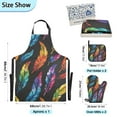 thumbnail image 3 of 5 Pcs Kitchen Set Heat Resistant Oven Mitts and Non-Slip Pot Holders with Adjustable Cooking Apron Beautiful Colorful Feather, 3 of 6