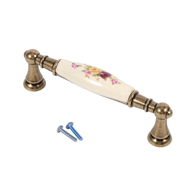 ZPSHYD Door Handle, Vintage Rural Flower Pattern Ceramic Bronze DIY Door Handles for Dresser Drawers Wardrobes Handle(#1)