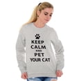thumbnail image 4 of Keep Calm Pet Your Cat Kitty Lovers Unisex Plus Fleece Graphic Sweatshirt Brisco Brands 5X, 4 of 5