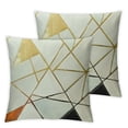 thumbnail image 2 of Acheng Cushion Cases Set of 2 Decorative Gold Foil Geometric Pattern Throw Pillow Covers for Modern Homes Sofa Bedroom Couch Car Living Room White, 2 of 6