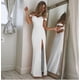 thumbnail image 1 of M Vestidos de fiesta elegantes de verano, vestido largo de noche con cuello oblicuo y hombros descubiertos, vestido elegante para invitados de boda para mujer, 1 of 2