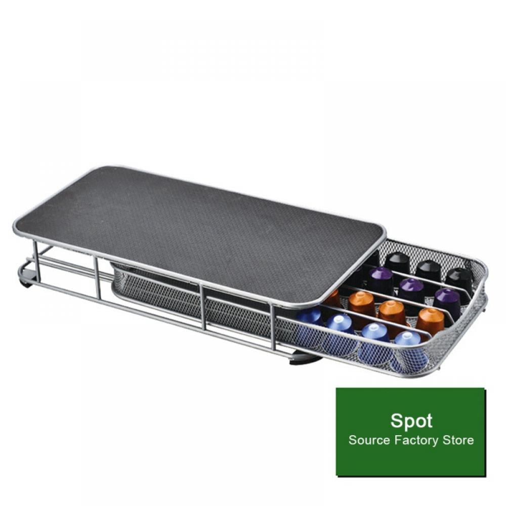 Capsule Coffee Holder Coffee Machine Stand Metal Storage Drawer Dispenser Compatible for Nespresso Vertuo/Vertuoplus 40 PCS Capacity Multiple Flavors Pods Organizer Black