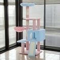 thumbnail image 2 of Pefilos 47" Cat Tree House for Indoor Cats, Cat Condo with Sisal Scratching Posts, Cat Tower with Pink Top Perch for Kittens, Blue, 2 of 12