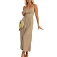 thumbnail image 1 of Txlixc, mono de tirantes finos de verano para mujer, mono de Color sólido con cuello en V y cintura alta, peleles de pierna ancha con bolsillos Txlixc  Estilo de ocio, 1 of 5