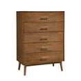 thumbnail image 2 of Transitional Style Walnut Finish 6pc Bedroom Set Full Size Bed Dresser Mirror Nightstands Chest Platform Bed Furniture, 2 of 10