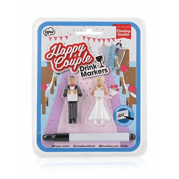 NPW-USA NPW6 1307 Marqueurs en Verre pour Cocktails/vin NPW, Couple Heureux