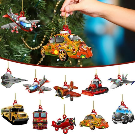 

Ayyufe Personalized Christmas Pendants Vehicle Pattern Wood Xmas Ambience Festival Ornaments Party Supplies