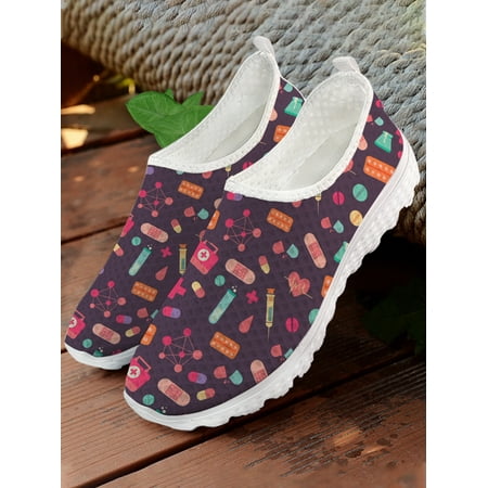 Soft First Aid Medical Printing Shoes Summer Flat Shoes Women s Shoes Mesh Sneakers Comfortable Home Shoes Loafers