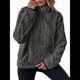 thumbnail image 1 of Suéter de Larga con Cremallera de un Cuarto para Mujer, Sudadera de Forro con Capucha, Sudaderas con Solapa, Suéteres Cálidos con Bolsillos. Gris Oscuro S, 1 of 9